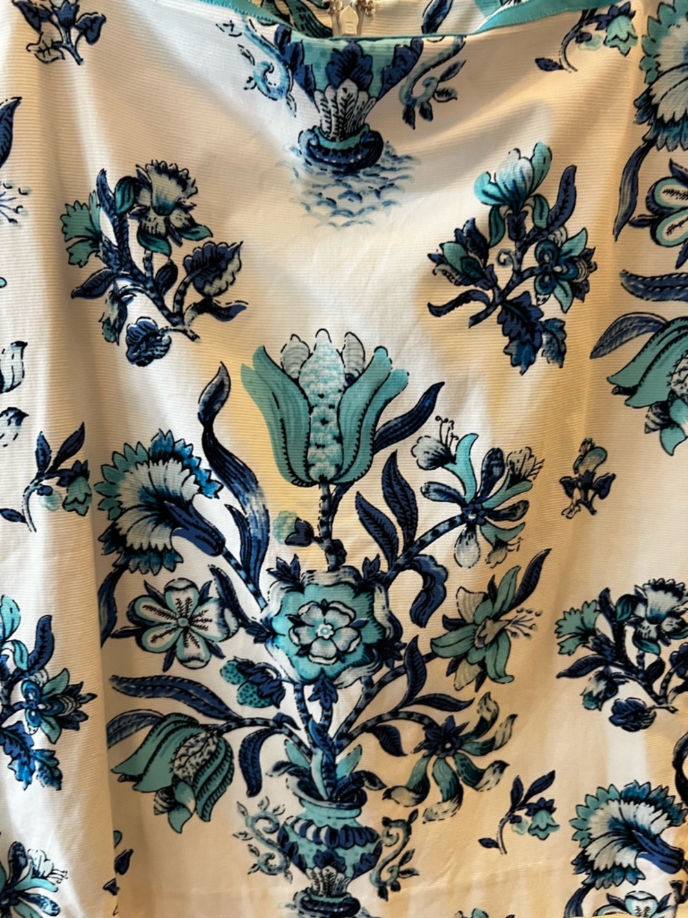 Talbots Blue White Floral Skirt 10P Petite Lined Hidden Zip NWOT - Picture 3 of 5
